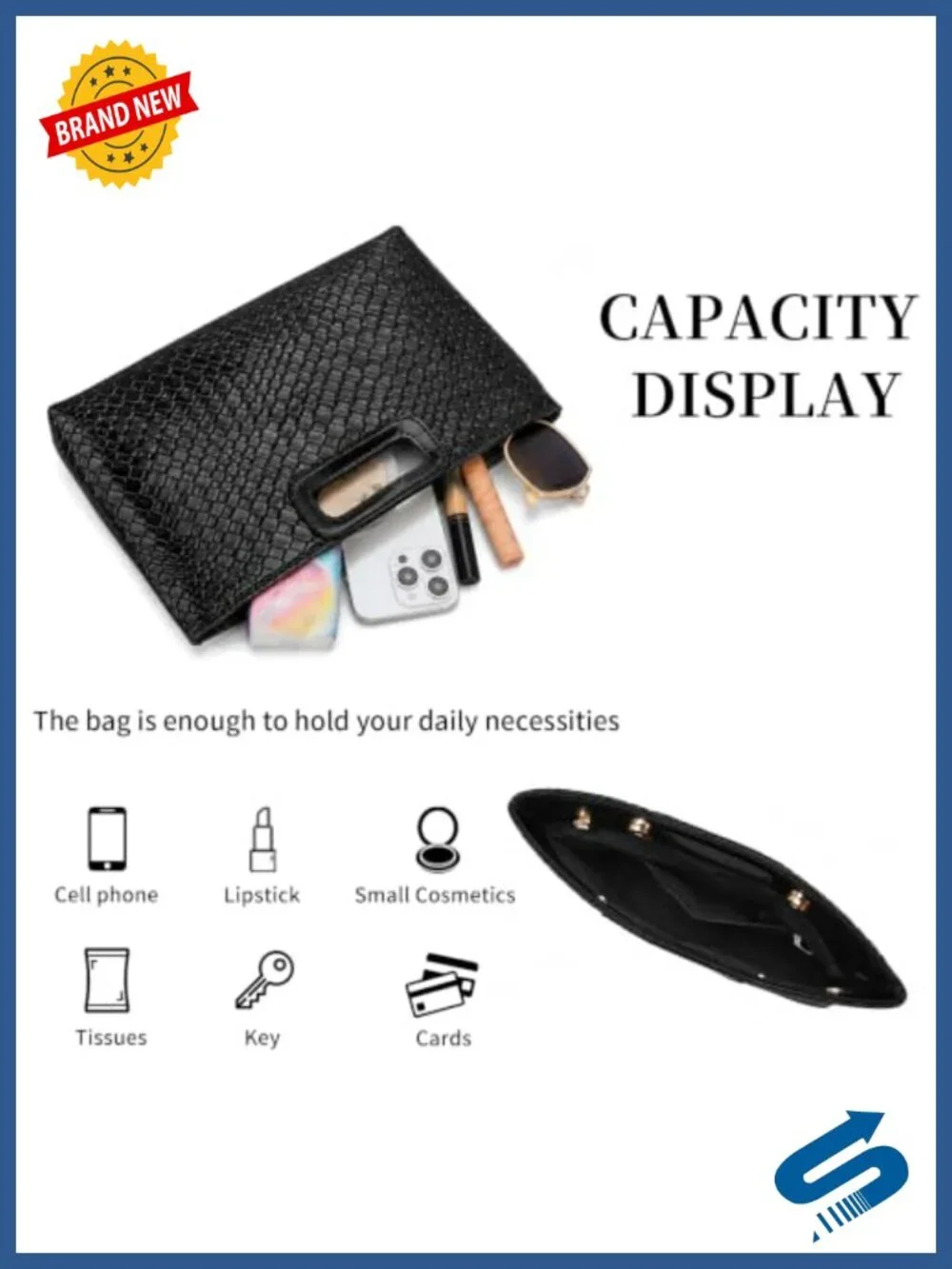 Vegan Leather Evening Clutch with Detachable Chain - 4-Way Convertible Formal